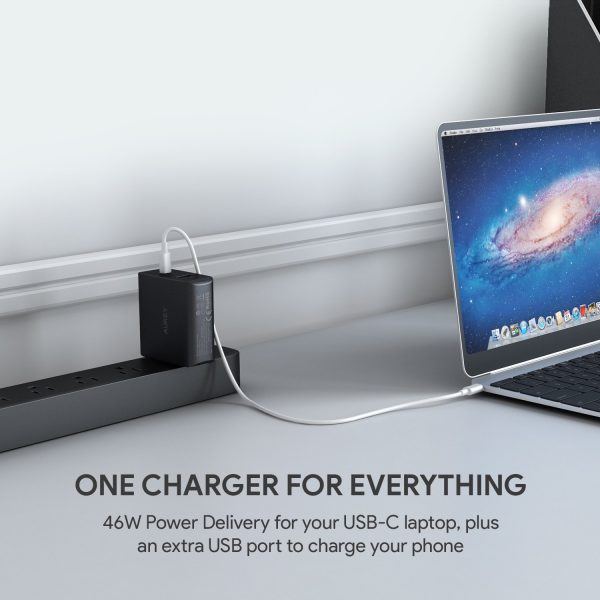 AUKEY USB C Charger with 56.5W Wall Charger, One 46W Power Delivery 3.0 & 5V / 2.1A Ports USB Wall Charger - PA-Y10 - Image 6