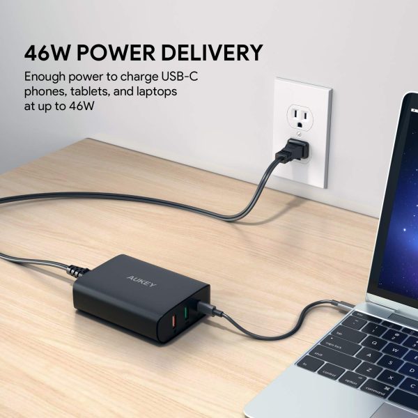 AUKEY USB C Charger, 74.5W 3-Port Wall Charger with 46W Power Delivery 3.0 & Quick Charge 3.0 - PA-Y13 - Image 5