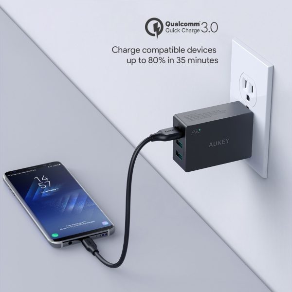 AUKEY 3-Port USB Wall Charger 43.5W with Quick Charge 3.0 & Foldable Plug - PA-T14 - Image 8