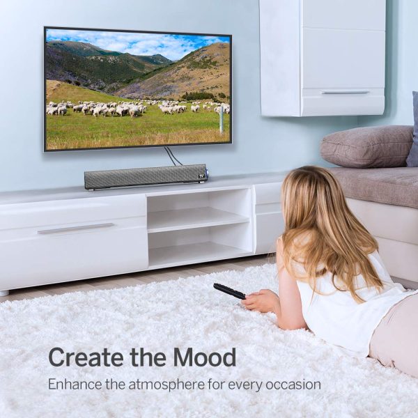 TaoTronics Computer Speakers, Wired Computer Sound Bar, Stereo USB Powered Mini Soundbar Speaker - TT-SK018 - Image 5