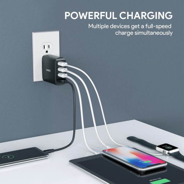 AUKEY Quick Charge 3.0 USB Wall Charger 4 Ports 42W Travel Charger -  PA-T18 - Image 9