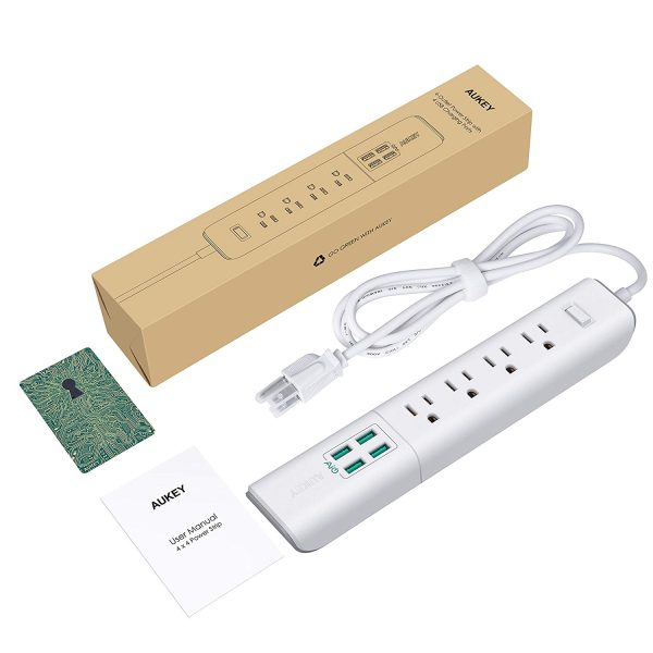 AUKEY Power Strip with 4 USB Ports and 4 Outlets & 5ft Power Cord - PA-S8 - Image 7