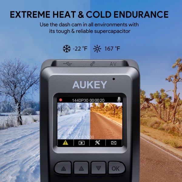 AUKEY 4K Dash Cam with 6-Lane Wide-Angle Lens Dashboard Camera Recorder with HDR, Loop Recording, G-Sensor, and Additional 2-Port USB Car Charger - DR02J - Image 6