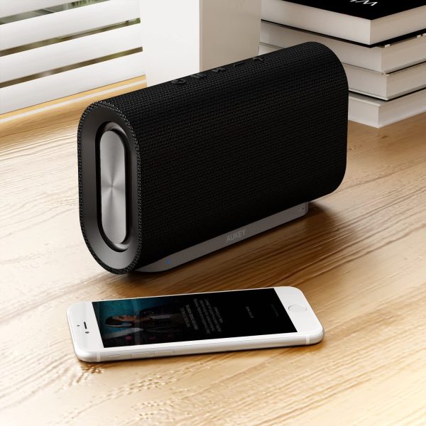 AUKEY Eclipse Wireless Speaker 20 W with 12 Hours Playtime, Enhanced Bass with Dual Passive Radiators/Subwoofers and Woven Fabric Surface for Echo Dot - SK-M30 - Image 4