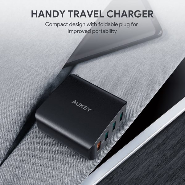 AUKEY Quick Charge 3.0 USB Wall Charger 4 Ports 42W Travel Charger -  PA-T18 - Image 7