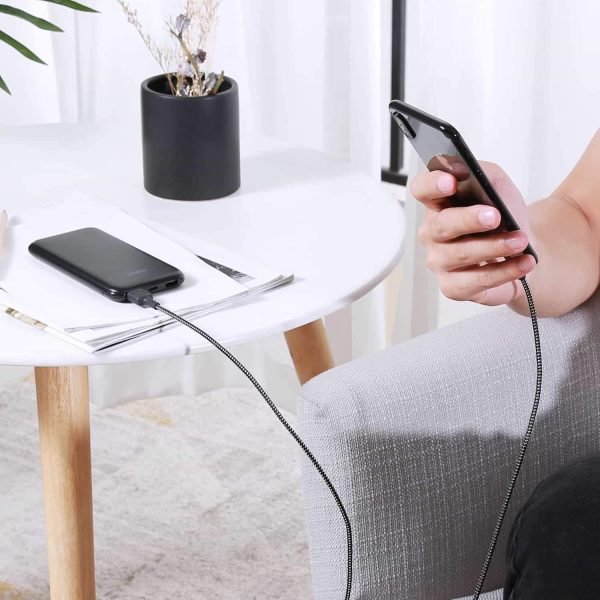 Aukey Braided Nylon MFI Lightning Cable - 2m/6.6ft - CB-BAL4 - Red - Image 3