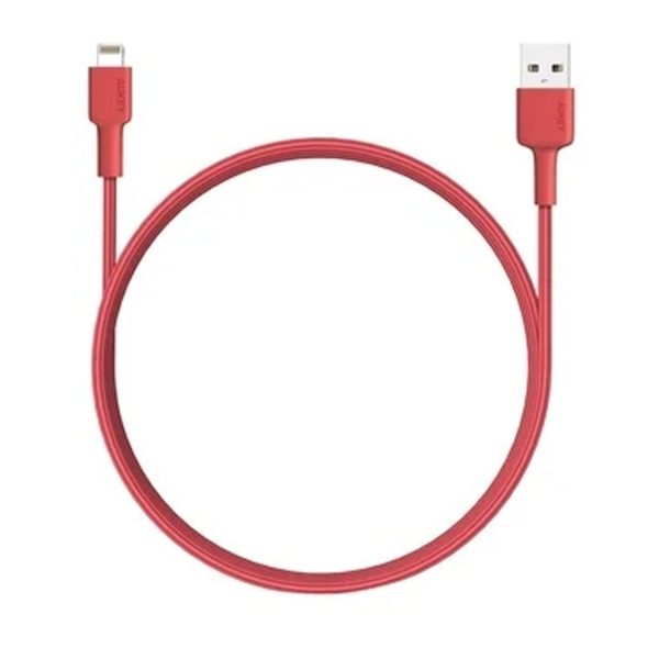Aukey Braided Nylon MFI Lightning Cable - 2m/6.6ft - CB-BAL4 - Red - Image 1