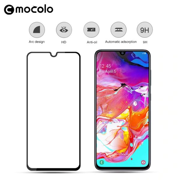 Galaxy A70 3D Glass Protector Full Glue Edge to Edge Tempered - Black - Image 2