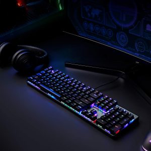 AUKEY Mechanical Keyboard Blue Switch, 104-Key RGB Backlit Gaming Keyboard with Customizable Lighting Effects, Aluminium USB Wired Keyboard - KM-G3 - Image 8