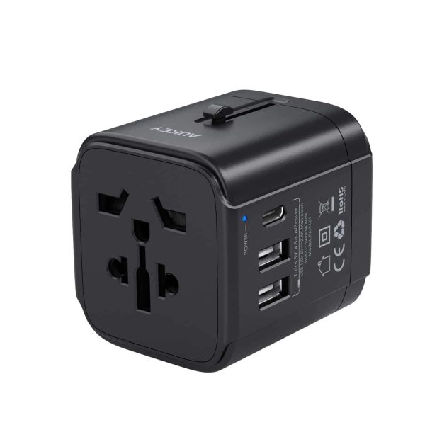 Aukey Universal Travel Adapter With USB-C and USB-A Ports - PA-TA01 - Black - Image 1