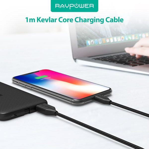1 Braided Lightning Cable MFi Certified - 1 M - 3 Feet - Black - RP-CB019 by Ravpower - Image 3