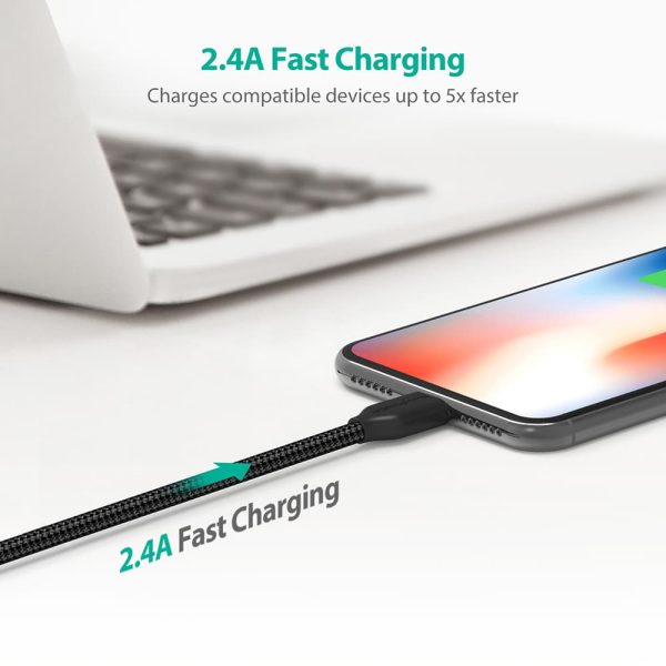 4 Braided Lightning Cable MFi Certified - 1 M - 3 Feet - Black - RP-CB019 by Ravpower - Image 5