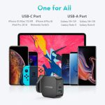 18 W USB C Power Delivery Charger & Quick Charge 3.0 Dual Port Wall Charger by RAVPower - Black - RP-PC108 - UK Plug - Image 3