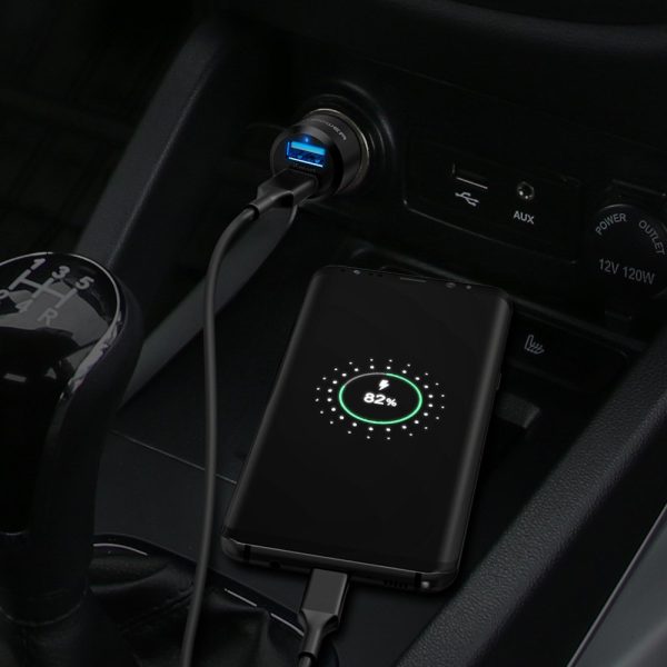 USB C & USB A Fast Car Charger by RAVPower for iPhone, Samsung & other Smartphones - RP-PC022 - Black - Image 5