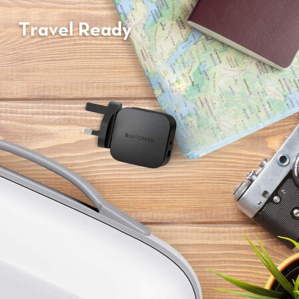 71C1x-Vx2xL._AC_SL1000_ 18 W USB C Power Delivery Charger & Quick Charge 3.0 Dual Port Wall Charger by RAVPower - Black - RP-PC108 - UK Plug - Image 7