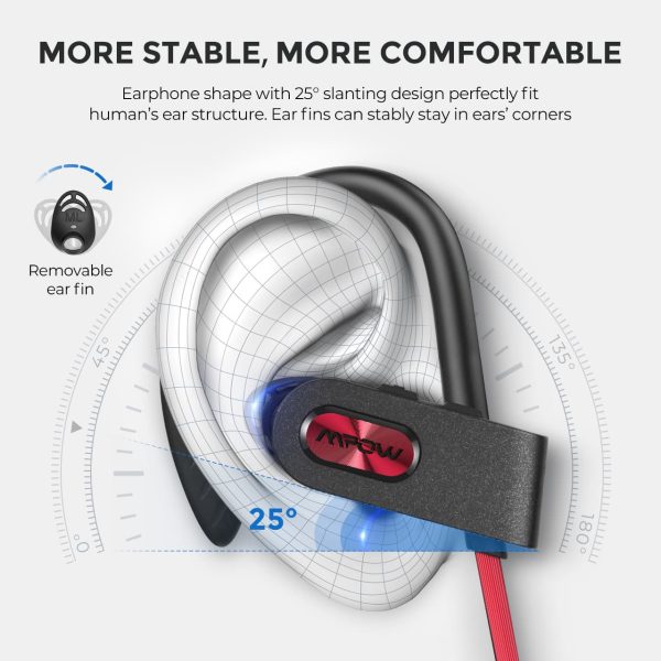 mpbh313ar_paen_b1_v0_Ux8BO Flame 2 Bluetooth Earphones Sports Water Resistant by MPOW - Red - Image 2