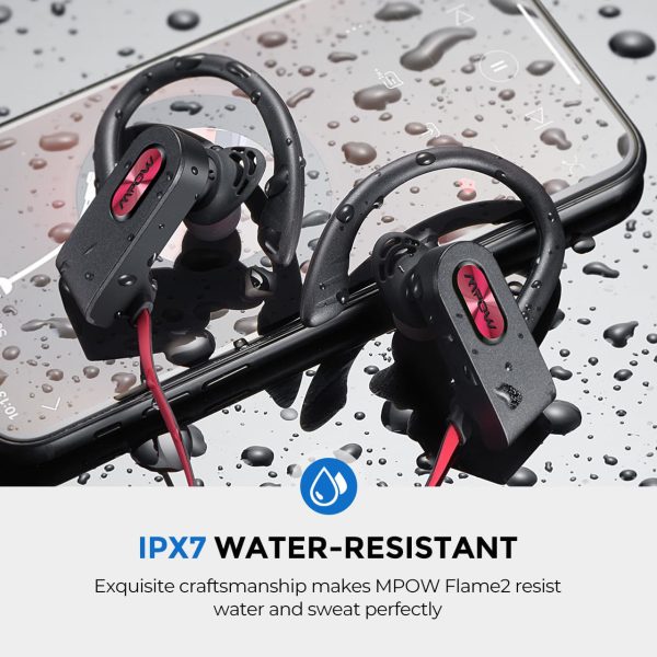 mpbh313ar_paen_b3_v0_YPrGq Flame 2 Bluetooth Earphones Sports Water Resistant by MPOW - Red - Image 4