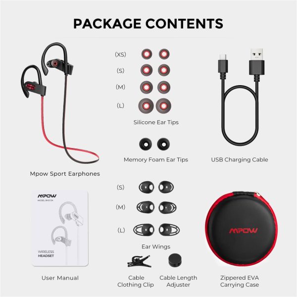 mpbh313ar_paen_b7_v0_gudeE Flame 2 Bluetooth Earphones Sports Water Resistant by MPOW - Red - Image 8