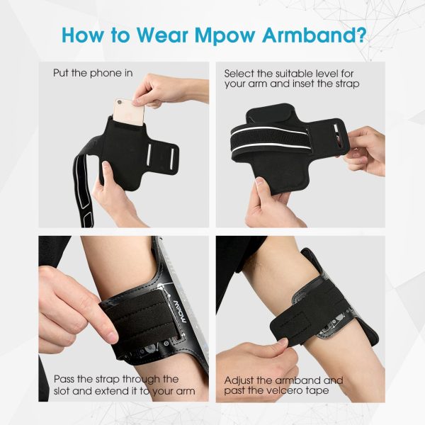 mppa156ab_b8__v02_18_DOSsL Universal Arm Band by MPOW Neoprene Fabric - Black - MPPA156AB - Image 3