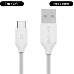Braided Type C Cable - 1 M - 3 Feet - White - RP-CB017 by Ravpower