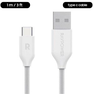 ravpower type c 1 meter white braided cable