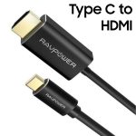 Type C to HDMI Cable 4K 60Hz Supported by Ravpower RP-CB006 6ft - Black