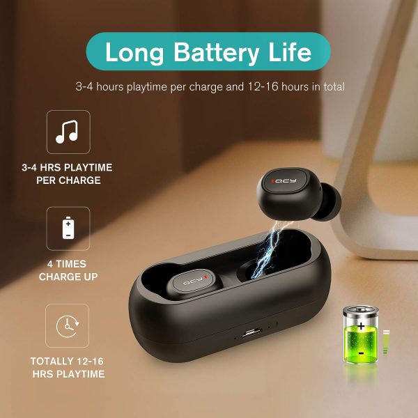 71Pigu1SHLL._SL1500_ T1C Upgraded True Wireless Earbuds Bluetooth 5.0 by QCY - Black - Image 3
