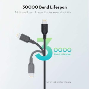 Type C to Lightning Cable by RavPower MFi Certified for Fast Wired Charging - 6 Feet - 2 meter - Black - RP-CB054 - Image 4