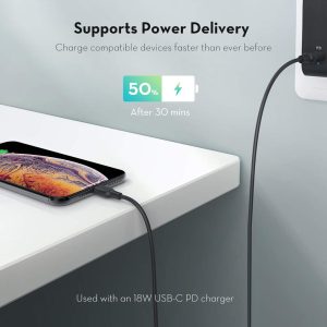 Type C to Lightning Cable by RavPower MFi Certified for Fast Wired Charging - 6 Feet - 2 meter - Black - RP-CB054 - Image 6