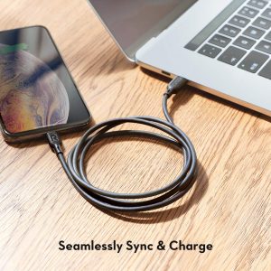 Type C to Lightning Cable by RavPower MFi Certified for Fast Wired Charging - 6 Feet - 2 meter - Black - RP-CB054 - Image 2