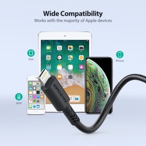 Braided Lightning Cable MFi Certified - 2 M - 6 Feet - Black - RP-CB042 by Ravpower - Image 5