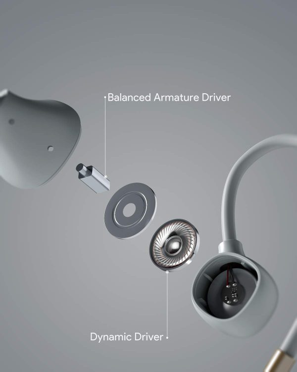 AUKEY High Definition Dual Driver Wireless Earbuds - EP-B80 - Gray - Image 3