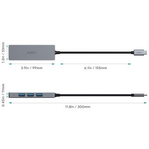 AUKEY USB C Type C Hub to 4 Port USB 3.1 Hub - Silver - CB-C62 - Image 7