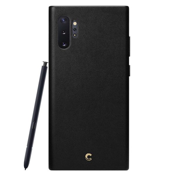 galaxy note 10 plus leather case by spigen cyrill black