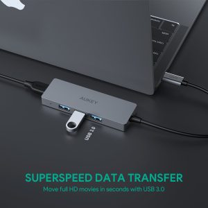 AUKEY USB C Type C Hub to 4 Port USB 3.1 Hub - Silver - CB-C62 - Image 5