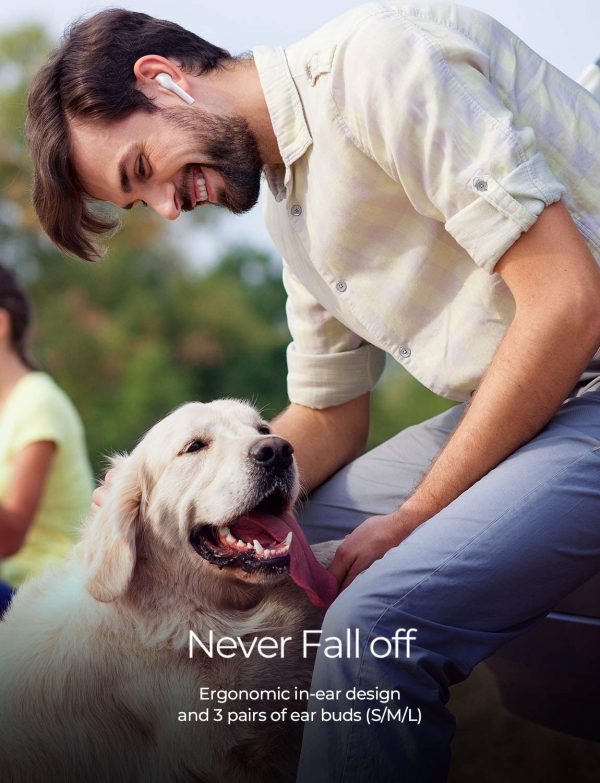 M10 True Wireless Earbuds by MPOW - 4 Mics, ENC Noise Cancelling Tech & 26 Hrs Playtime - White - Image 8