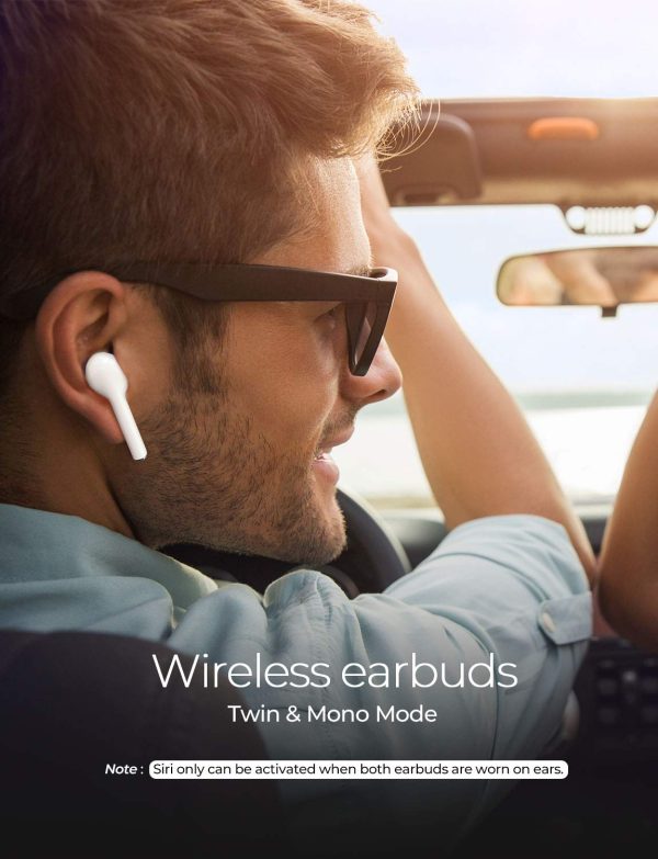 M10 True Wireless Earbuds by MPOW - 4 Mics, ENC Noise Cancelling Tech & 26 Hrs Playtime - White - Image 9