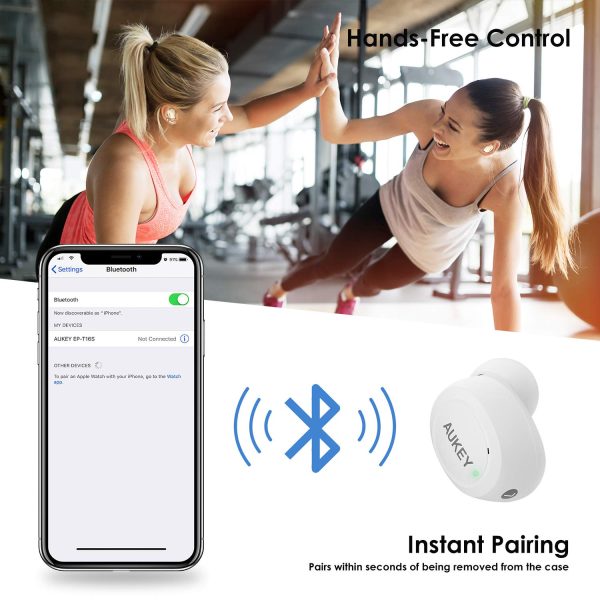 AUKEY True Wireless Earbuds with BT 5.0 & HIFI Sound - EP-T16S - White - Image 5