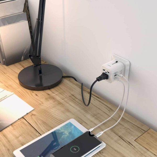 Aukey Universal Travel Adapter With USB-C and USB-A Ports - PA-TA01 - White - Image 2
