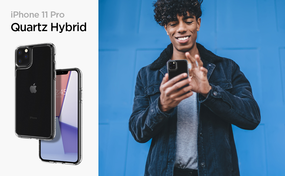 iphone 11 pro quartz hybrid case by spigen with tempered glass