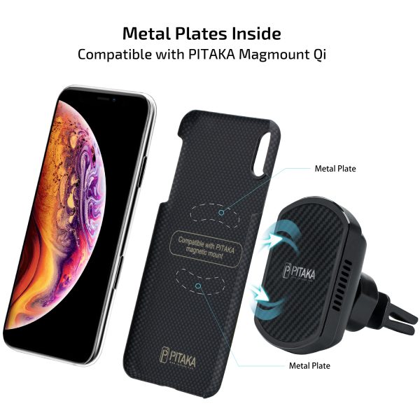 iPhone XS Aramid MagEZ Case by PITAKA - Black / Grey Plain - Image 2