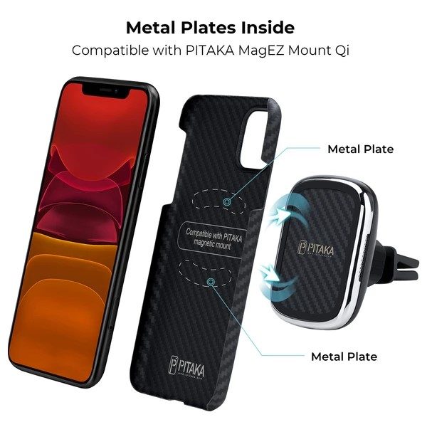 1_22ee86cf-832f-4bdc-beab-7f4201971e13_grande iPhone 11 Aramid MagEZ Case by PITAKA - Black / Grey Twill - Image 9
