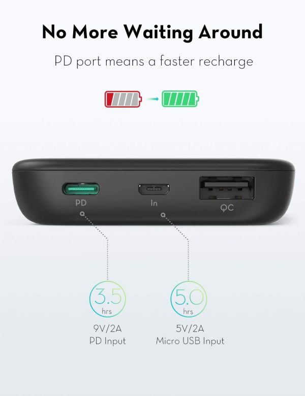 18W Power Delivery & Quick Charge 3.0 Fast Charging Powerbank by Ravpower - RP-PB173 - Black - Image 4