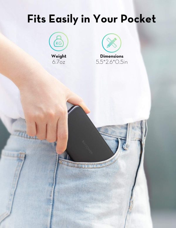 18W Power Delivery & Quick Charge 3.0 Fast Charging Powerbank by Ravpower - RP-PB173 - Black - Image 3