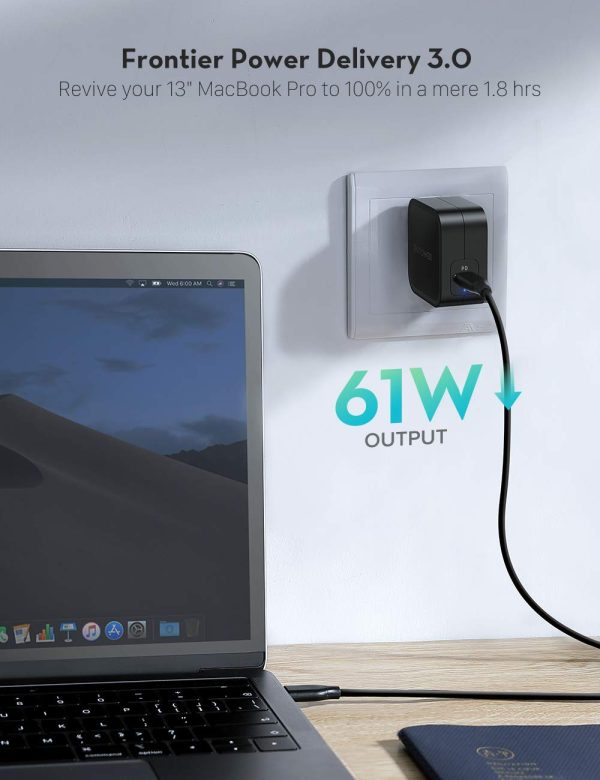 RAVPower 61W Wall Charger PD 3.0 [GaN Tech] Fast Charging Power Delivery for Macbooks, Laptops & iPhones - RP-PC112 - Image 7