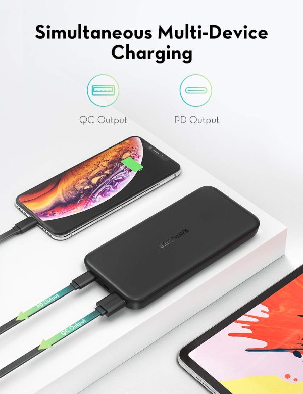 18W Power Delivery & Quick Charge 3.0 Fast Charging Powerbank by Ravpower - RP-PB173 - Black - Image 7