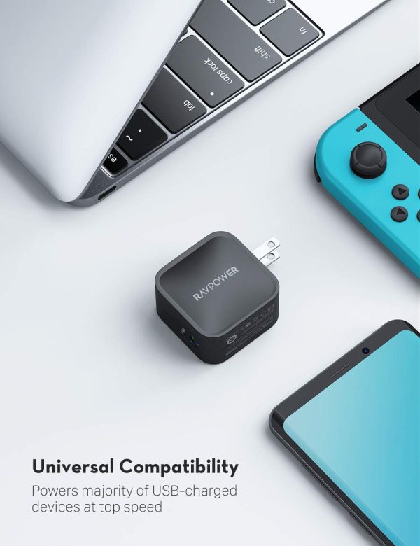 RAVPower 61W Wall Charger PD 3.0 [GaN Tech] Fast Charging Power Delivery for Macbooks, Laptops & iPhones - RP-PC112 - Image 6