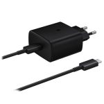 45W Charger Samsung with Power Delivery 3.0 PPS Tech for Samsung S22 Series, S21 Series & Note 20 Series - EU Plug with 1 USB C to USB C Cable - Black