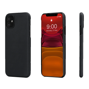 iPhone 11 Aramid Fiber Air Ultra Thin Case by PITAKA - Black / Grey Twill