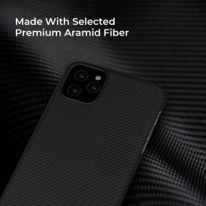 iPhone 11 Pro Max Aramid Fiber Air Ultra Thin Case by PITAKA - Black / Grey Twill - Image 4